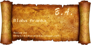 Blaha Aranka névjegykártya